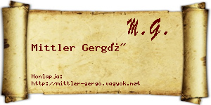 Mittler Gergő névjegykártya